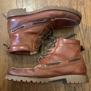 Vintage Frye Sully Leather Boat Boots Lug Sole Men’s Size 9.5